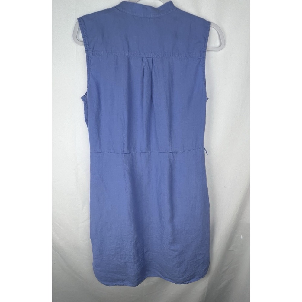 L.L.Bean‎ Womens Blue 100% Linen Sleeveless Shirt Dress Size 10 Reg Effortless - Picture 7 of 13